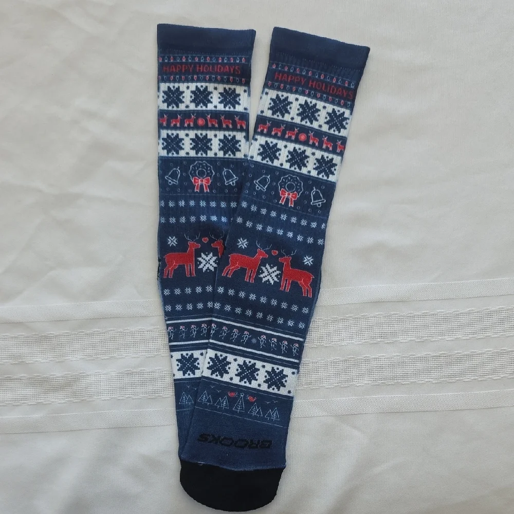 Brooks Festive Blue and Black Socks